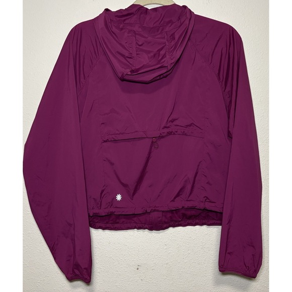 Athleta Back Route Jacket Wildberry Purple Lightweight Hoodie Sporty Outdoors M - Picture 5 of 8